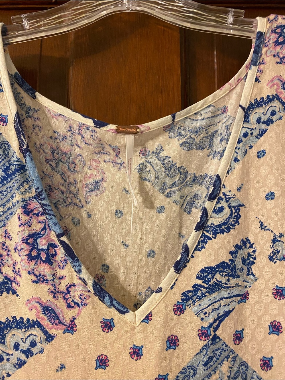Free People Cream/Lavender Blue Maxi Dress with Paisley Floral Print - Picture 8 of 9